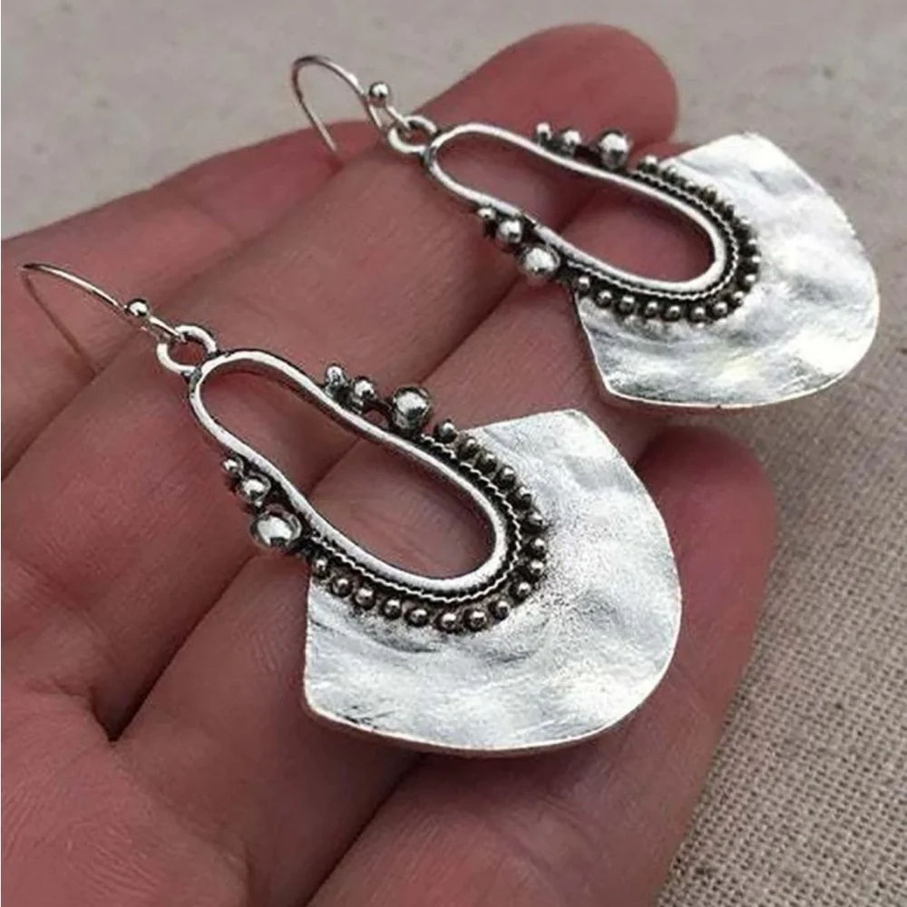 Boho festival silver tone vintage style earrings